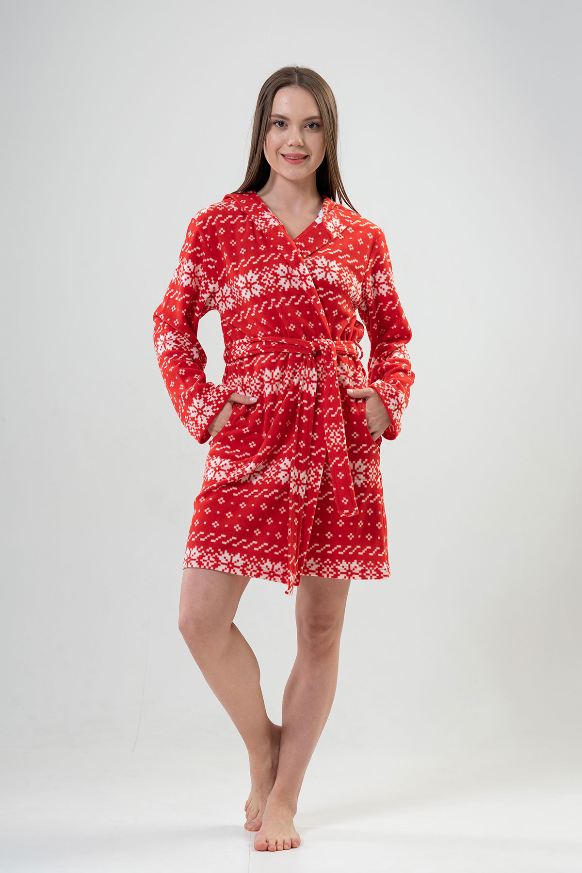 Woman Fleece Christmas Pattern Dressing Gown Woman Fleece Christmas Pattern Dressing Gown