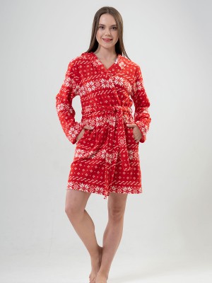 Woman Fleece Christmas Pattern Dressing Gown Woman Fleece Christmas Pattern Dressing Gown