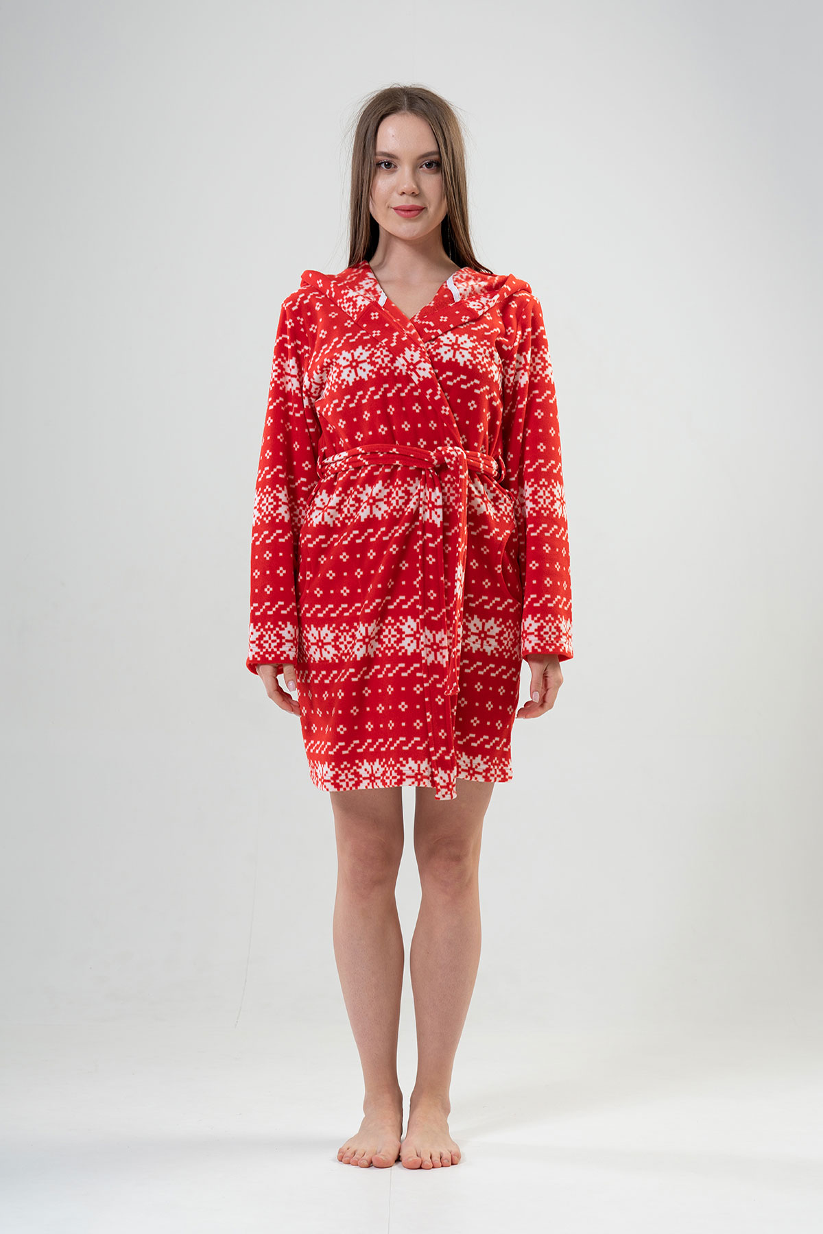 Woman Fleece Christmas Pattern Dressing Gown Woman Fleece Christmas Pattern Dressing Gown