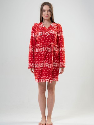 Woman Fleece Christmas Pattern Dressing Gown Woman Fleece Christmas Pattern Dressing Gown