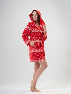 Woman Fleece Christmas Pattern Dressing Gown Woman Fleece Christmas Pattern Dressing Gown