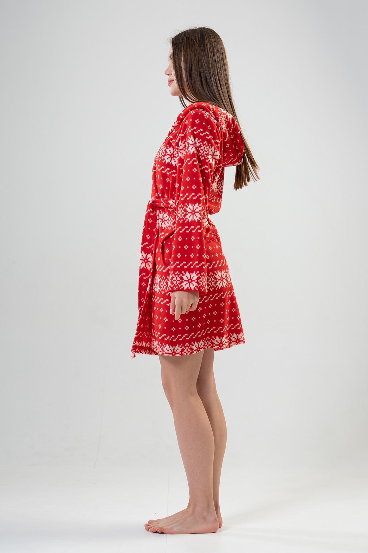 Woman Fleece Christmas Pattern Dressing Gown Woman Fleece Christmas Pattern Dressing Gown
