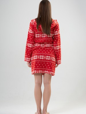 Woman Fleece Christmas Pattern Dressing Gown Woman Fleece Christmas Pattern Dressing Gown