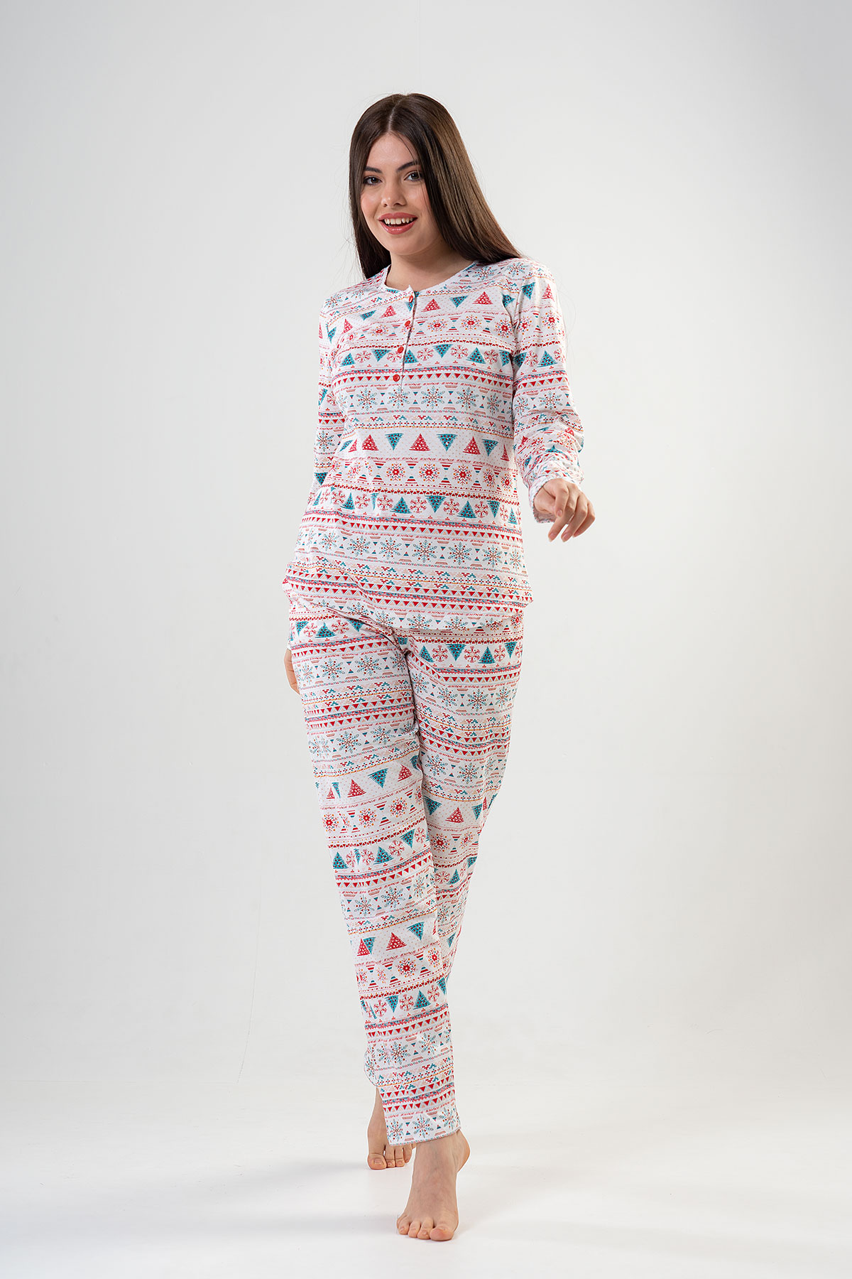 Woman Ecru Christmas Pyjama Set Woman Ecru Christmas Pyjama Set