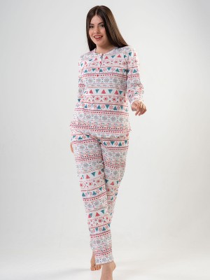 Woman Ecru Christmas Pyjama Set Woman Ecru Christmas Pyjama Set