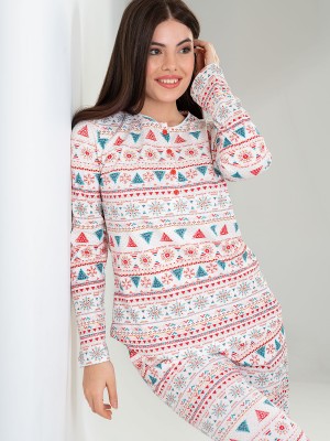 Woman Ecru Christmas Pyjama Set Woman Ecru Christmas Pyjama Set