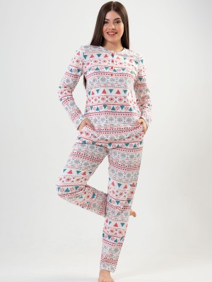 Woman Ecru Christmas Pyjama Set Woman Ecru Christmas Pyjama Set