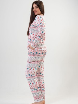 Woman Ecru Christmas Pyjama Set Woman Ecru Christmas Pyjama Set