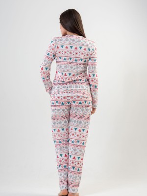 Woman Ecru Christmas Pyjama Set Woman Ecru Christmas Pyjama Set