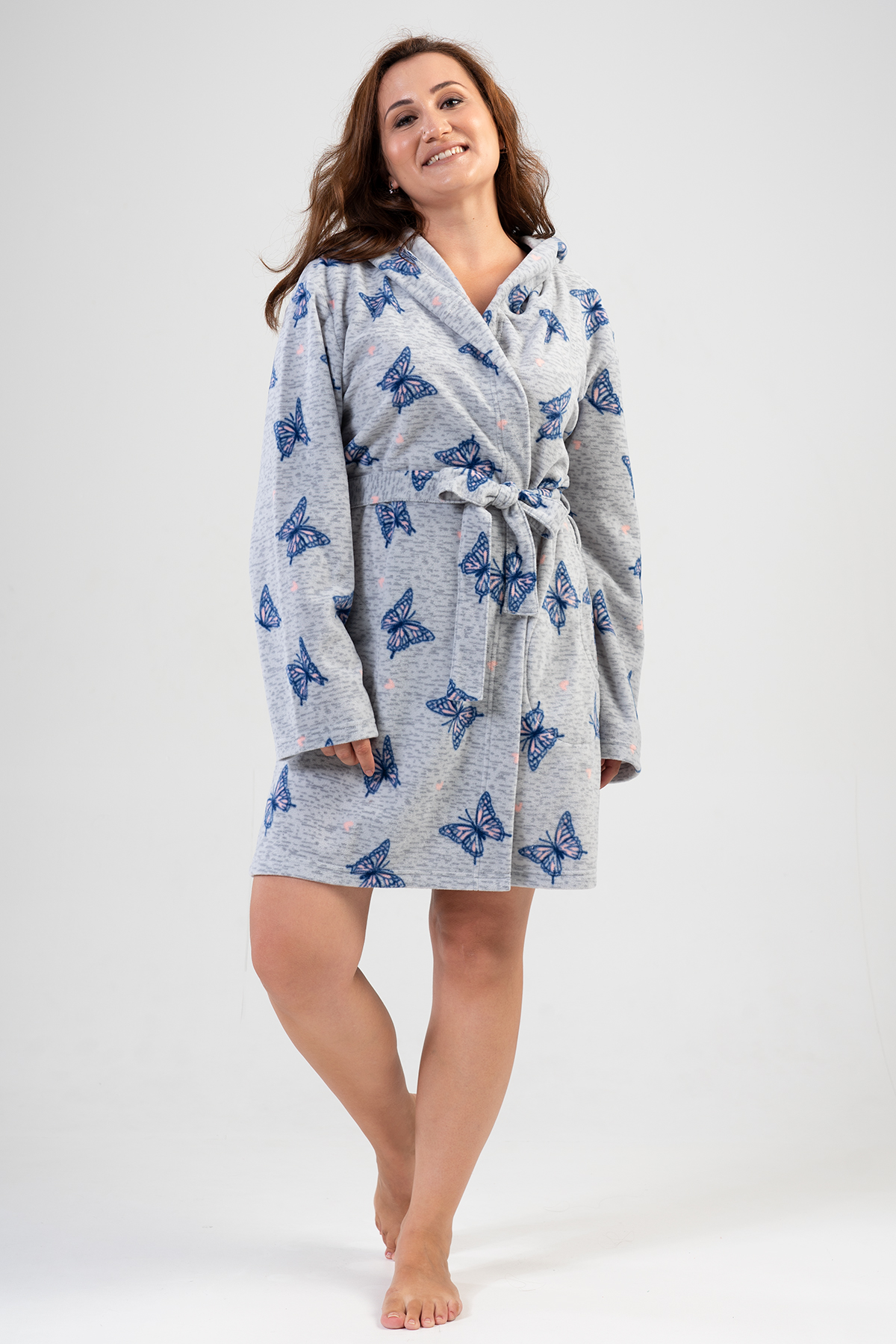 Woman Big Size Gray Dressing Gown Woman Big Size Gray Dressing Gown