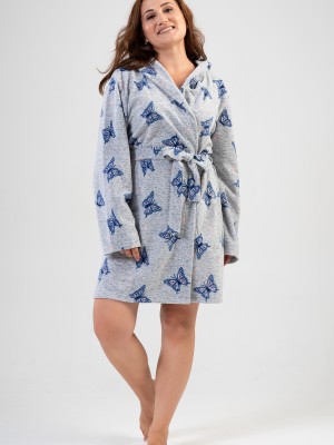 Woman Big Size Gray Dressing Gown Woman Big Size Gray Dressing Gown