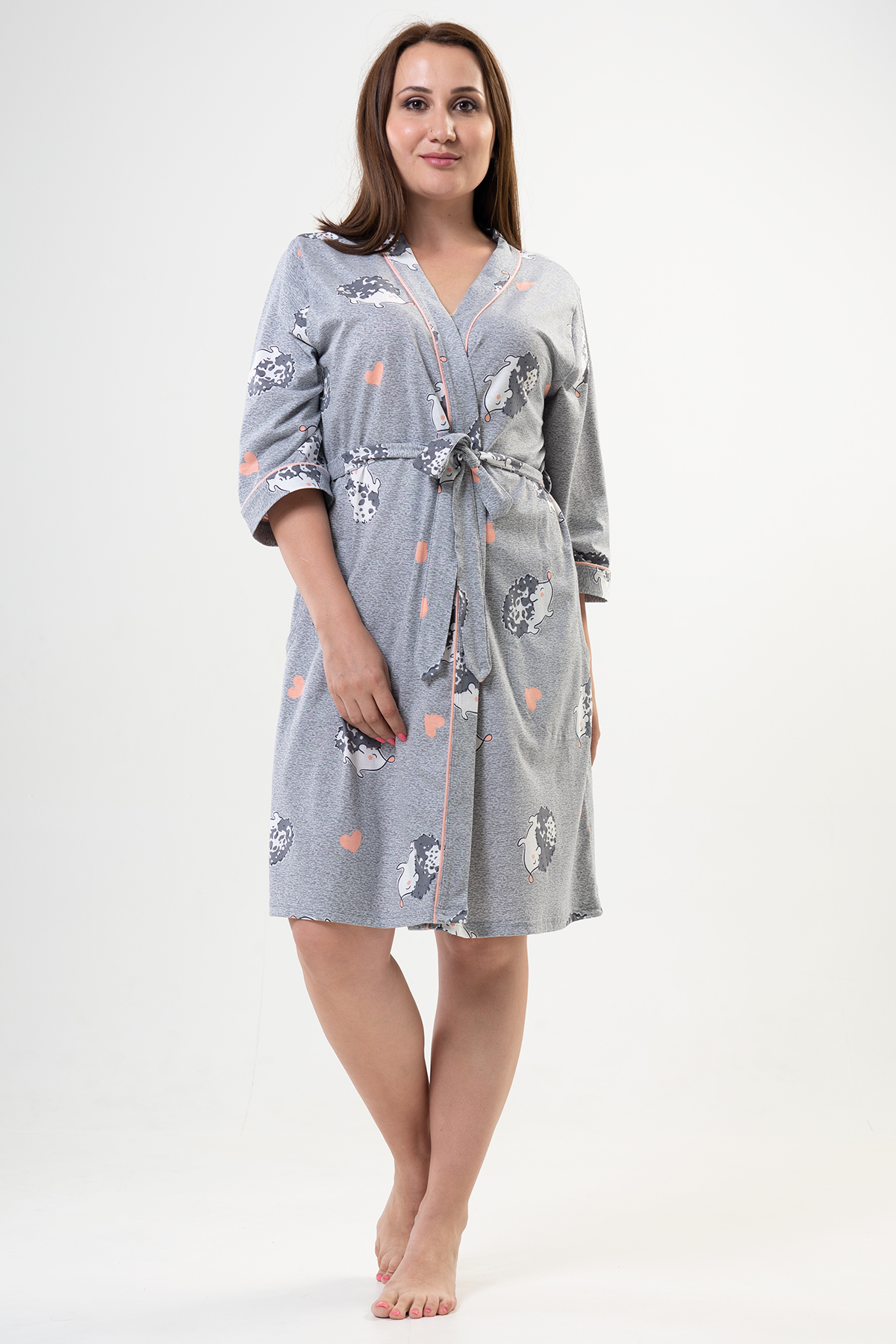 Woman Big Size Porky Poor Sleeve Dressing Gown Woman Big Size Porky Poor Sleeve Dressing Gown