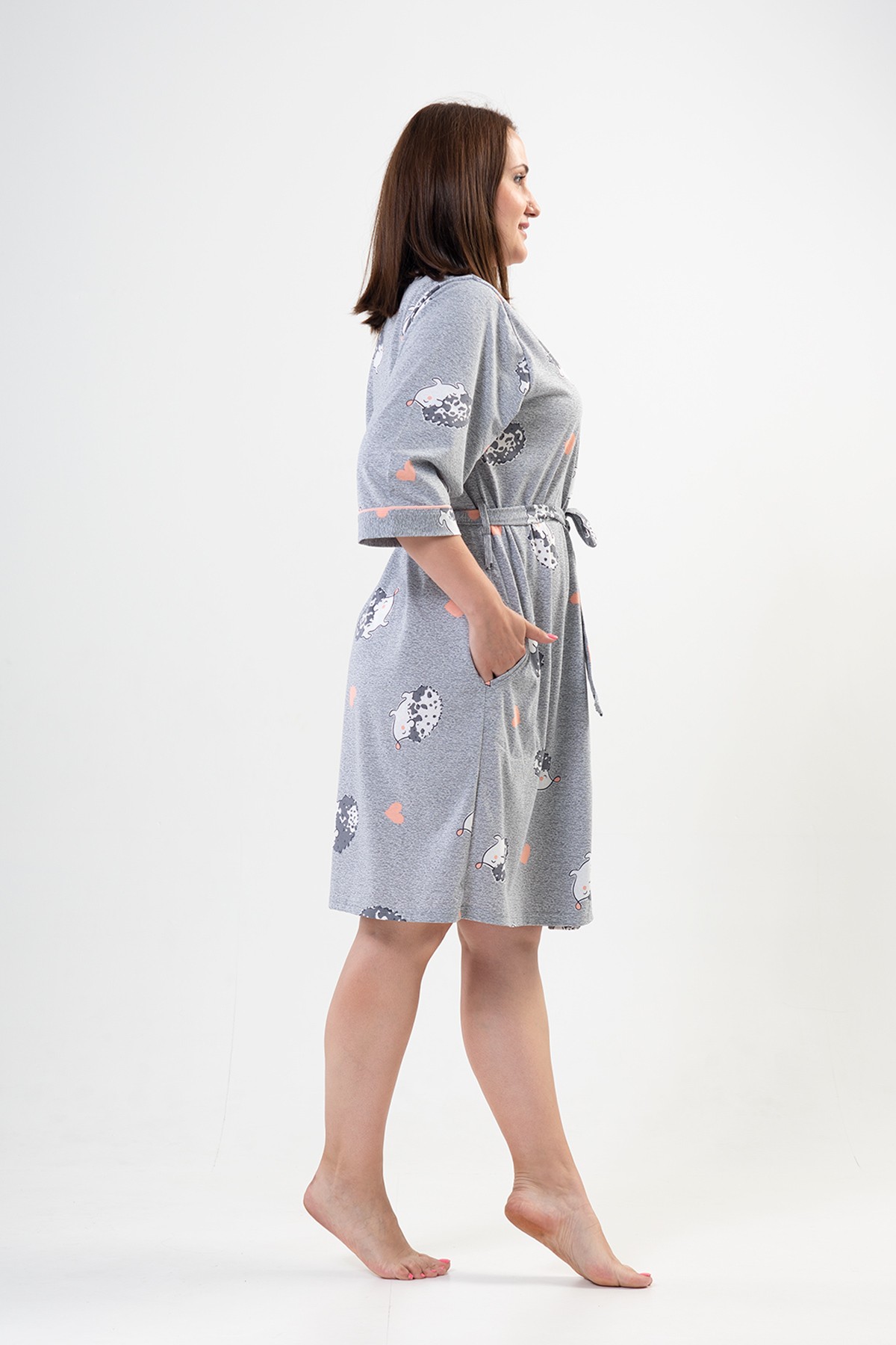 Woman Big Size Porky Poor Sleeve Dressing Gown Woman Big Size Porky Poor Sleeve Dressing Gown