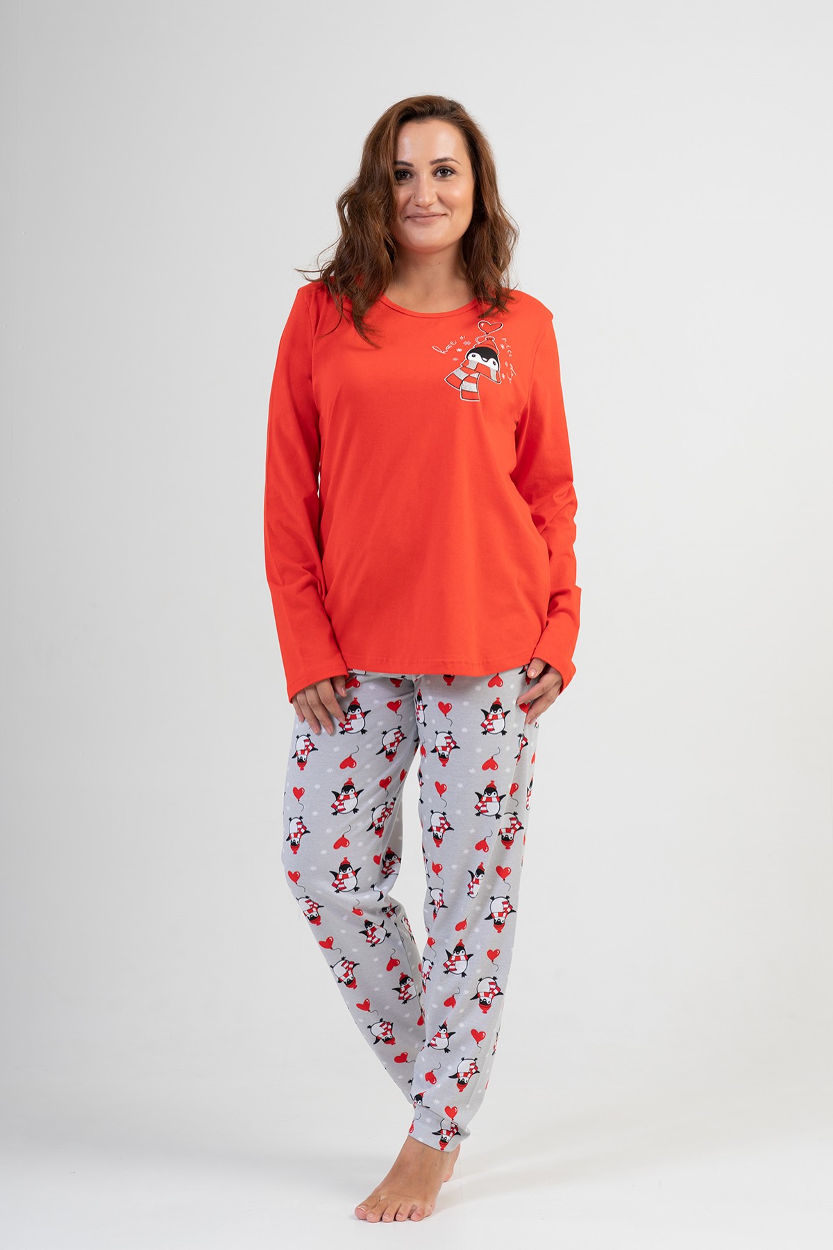 Woman Big Size Red Winter Pyjama Set Woman Big Size Red Winter Pyjama Set