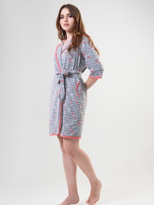 Woman Pink Line Dressing Gown Woman Pink Line Dressing Gown