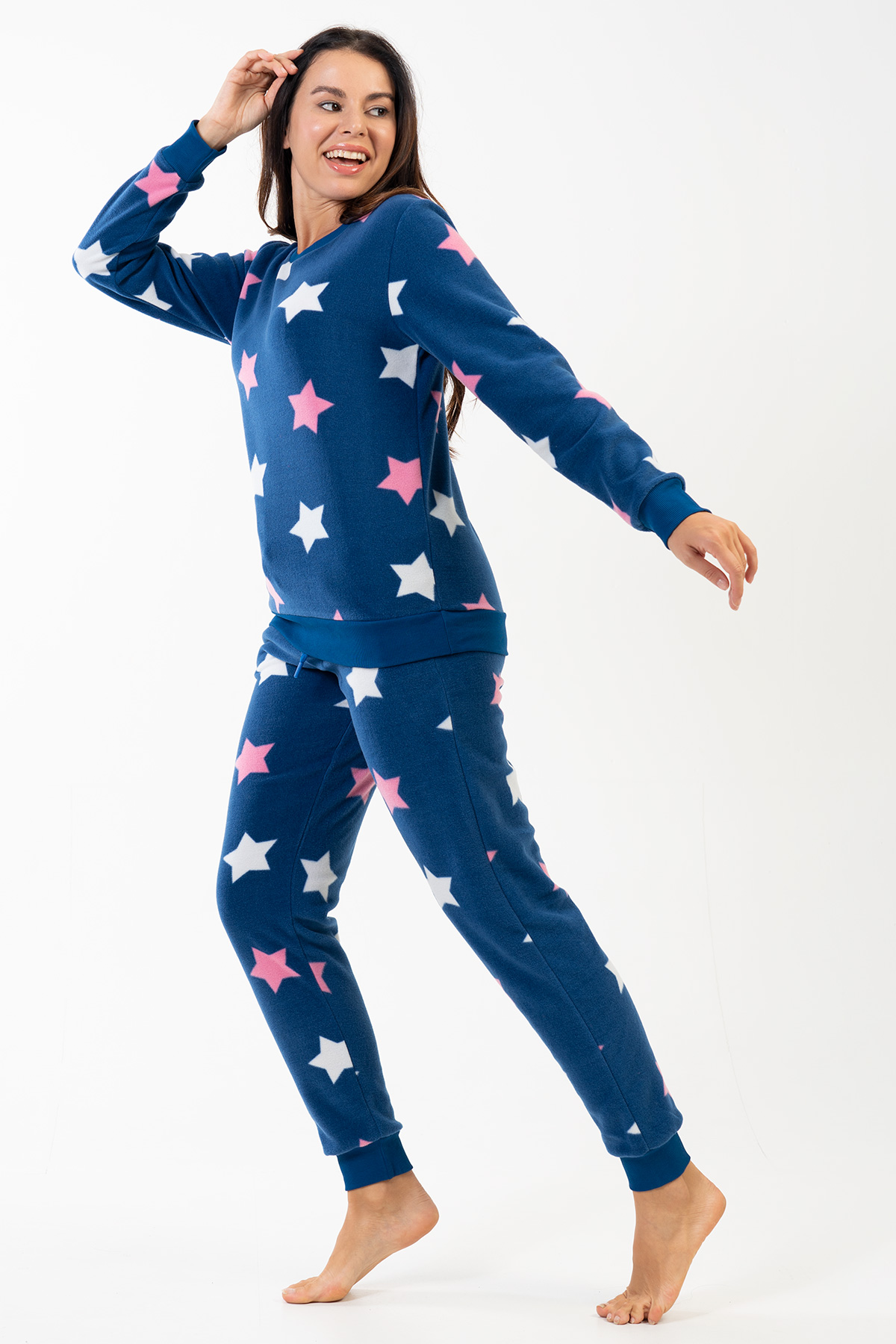 Woman Fleece Star O Neck Pyjama Set Woman Fleece Star O Neck Pyjama Set