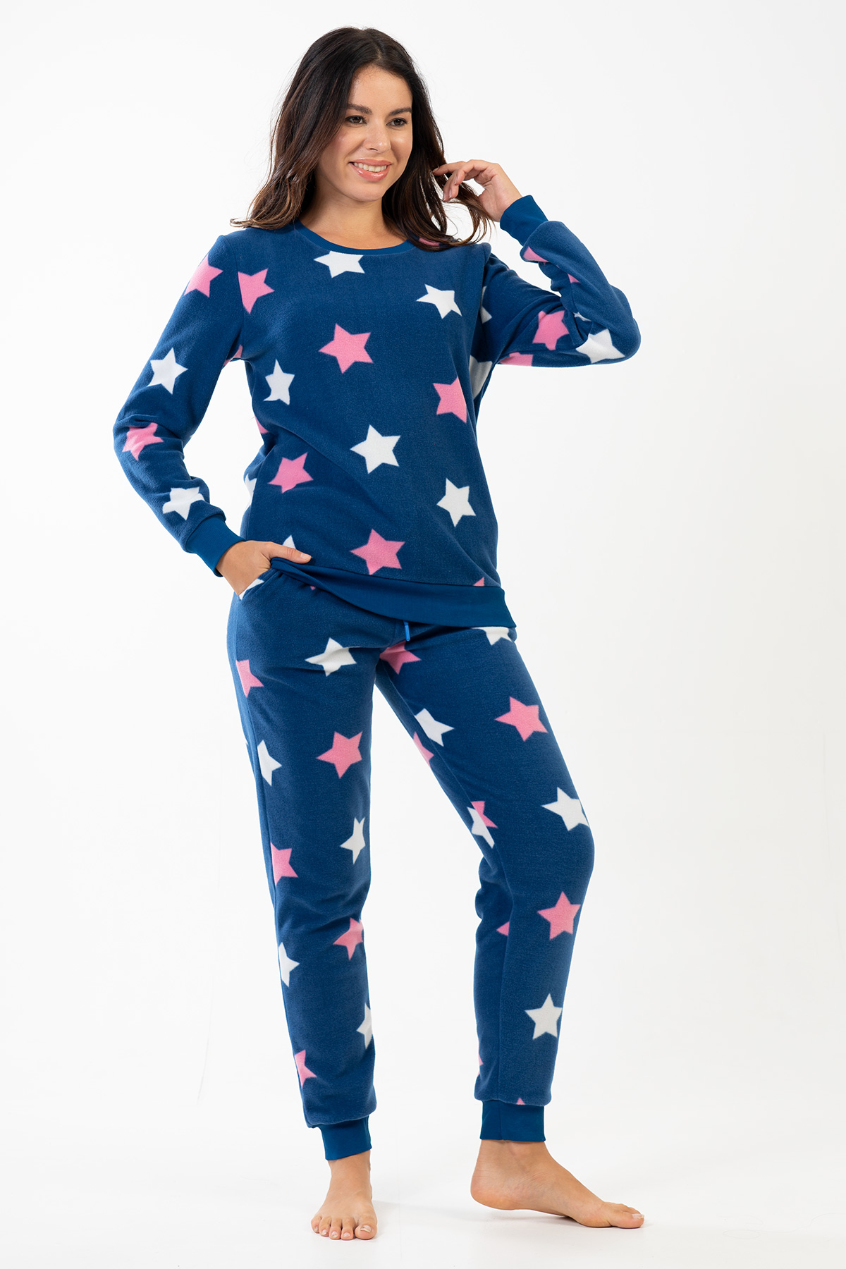 Woman Fleece Star O Neck Pyjama Set Woman Fleece Star O Neck Pyjama Set