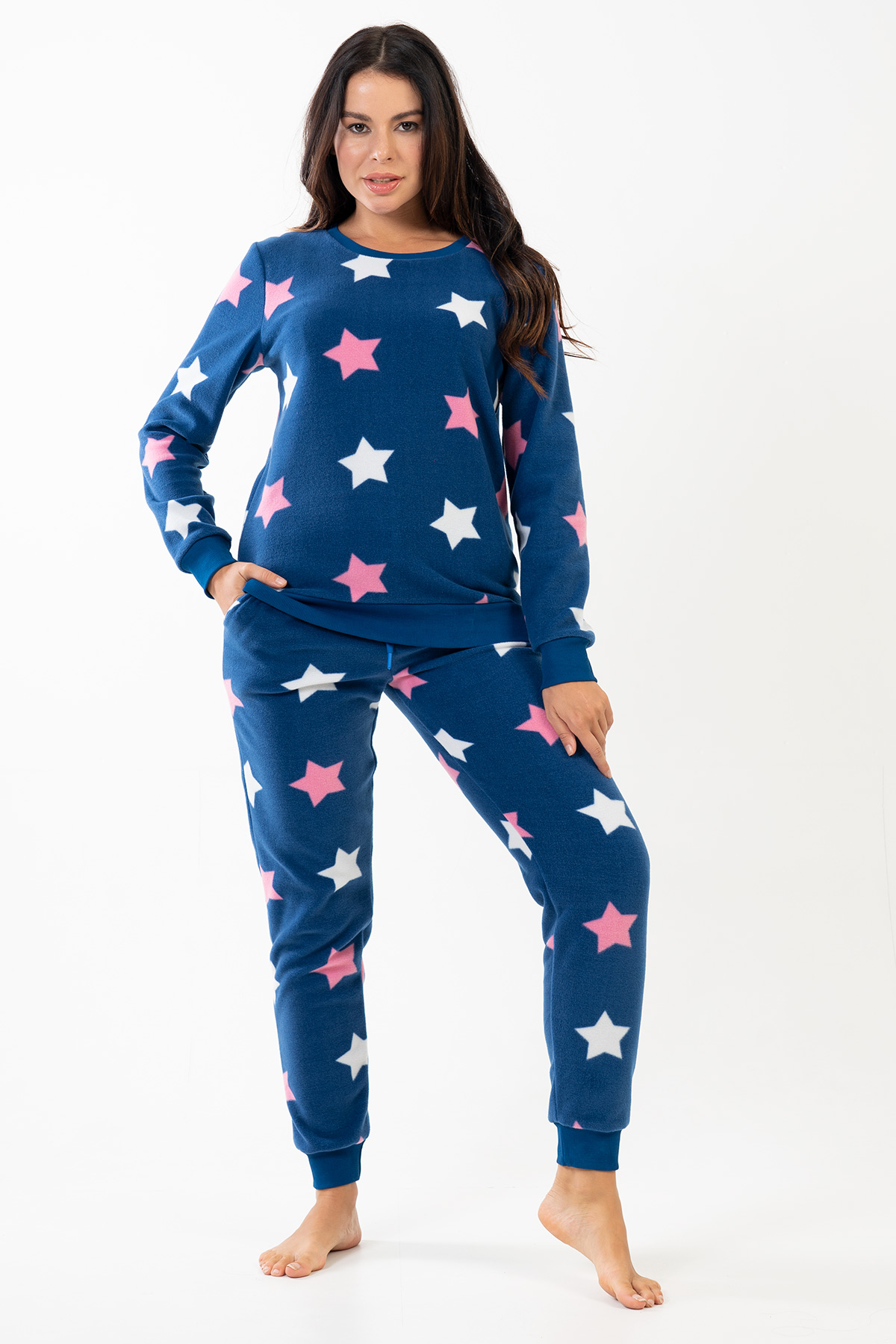 Woman Fleece Star O Neck Pyjama Set Woman Fleece Star O Neck Pyjama Set