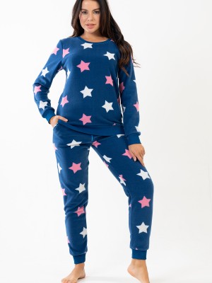 Woman Fleece Star O Neck Pyjama Set Woman Fleece Star O Neck Pyjama Set