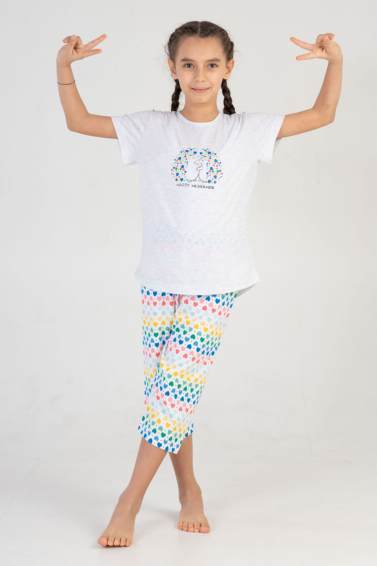 Kids Girl Colorful Heart Capri Set Kids Girl Colorful Heart Capri Set
