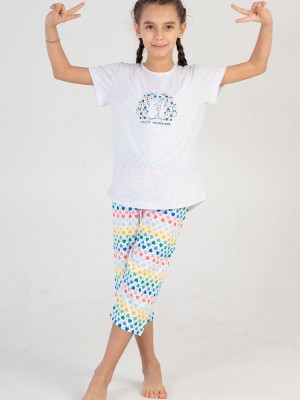 Kids Girl Colorful Heart Capri Set Kids Girl Colorful Heart Capri Set