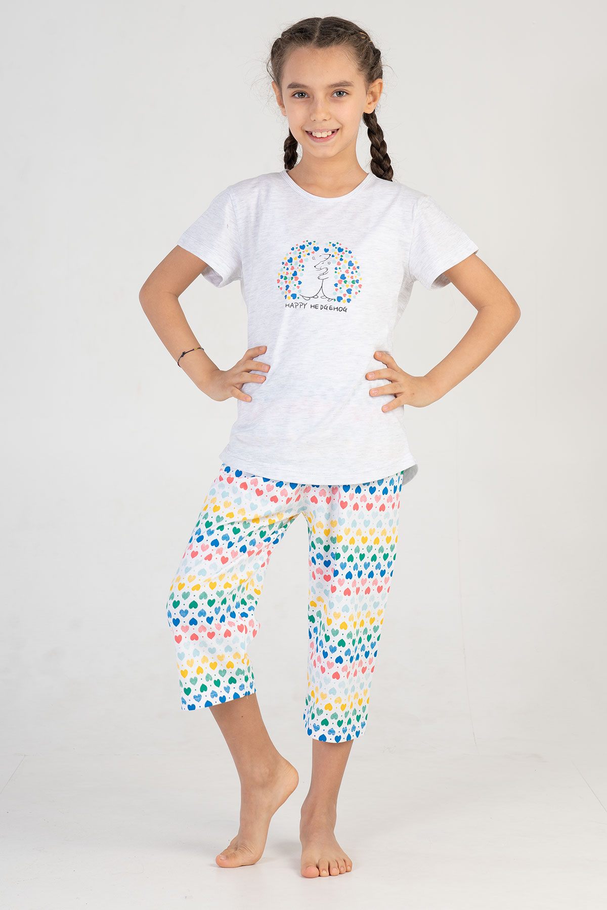 Kids Girl Colorful Heart Capri Set Kids Girl Colorful Heart Capri Set