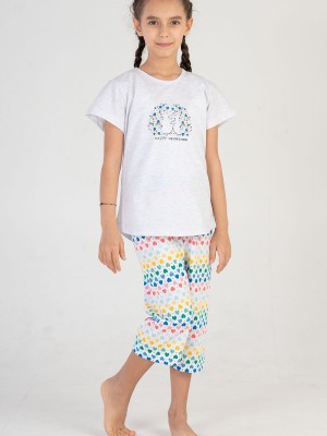 Kids Girl Colorful Heart Capri Set Kids Girl Colorful Heart Capri Set