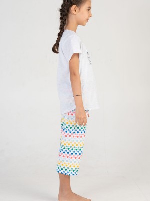 Kids Girl Colorful Heart Capri Set Kids Girl Colorful Heart Capri Set