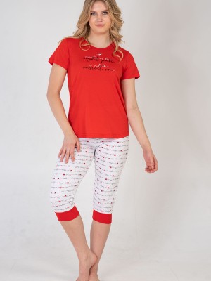 Woman Red Night Capri Set Woman Red Night Capri Set