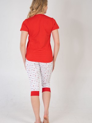 Woman Red Night Capri Set Woman Red Night Capri Set