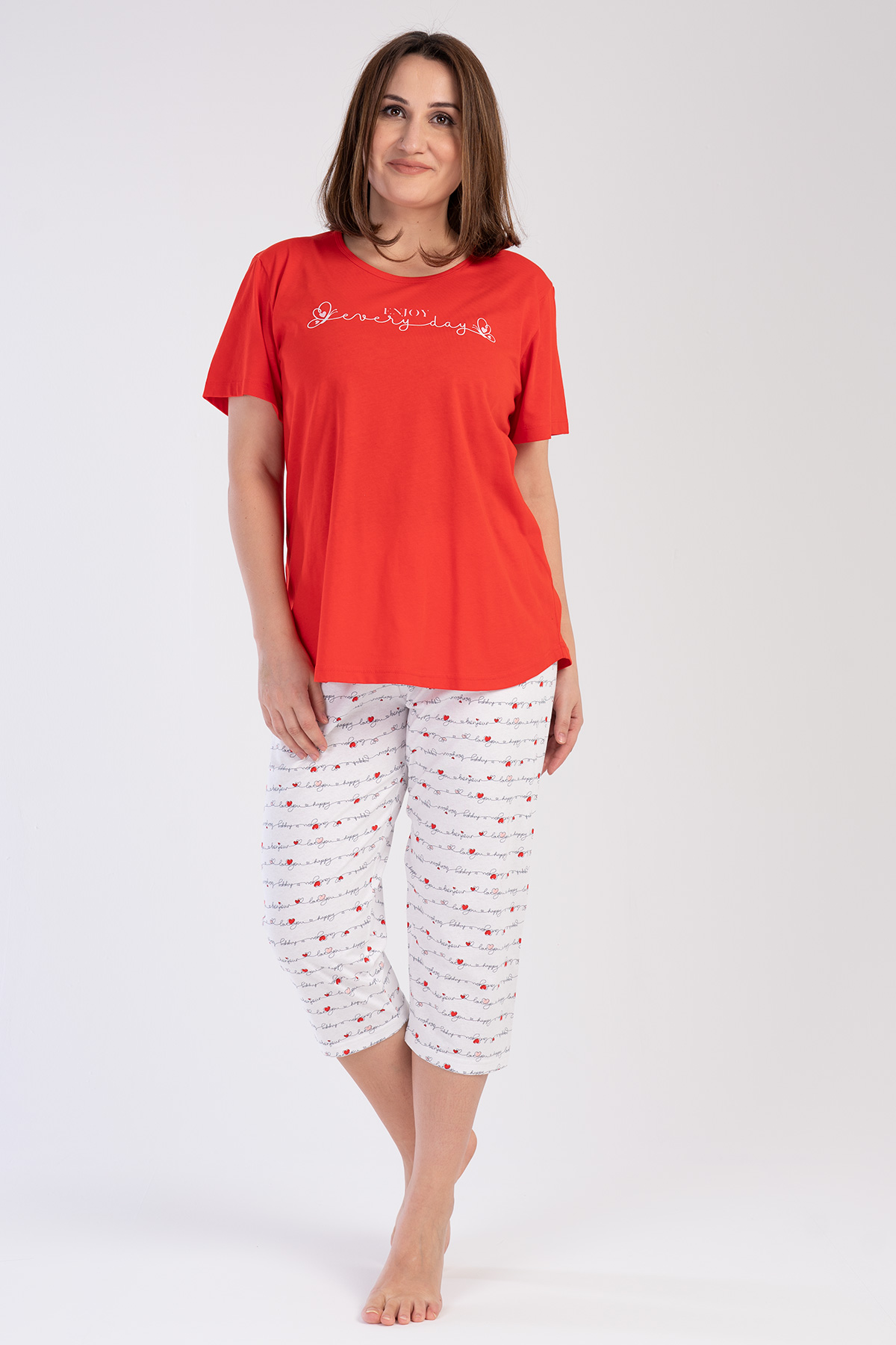 Woman XXL Red Enjoy Capri Set Woman XXL Red Enjoy Capri Set