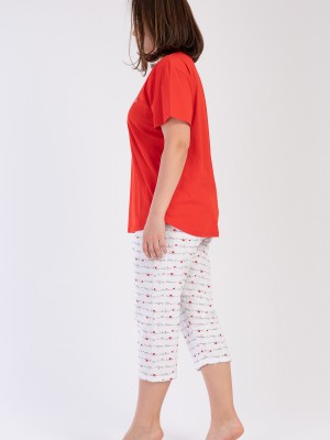 Woman XXL Red Enjoy Capri Set Woman XXL Red Enjoy Capri Set