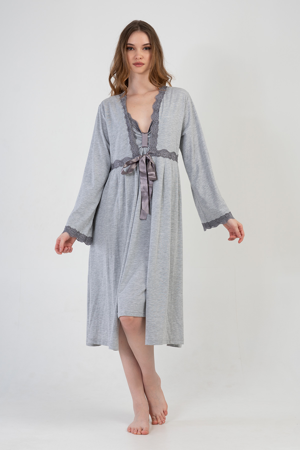 Woman Supreme Lace Detail Dressing Gown Set Woman Supreme Lace Detail Dressing Gown Set