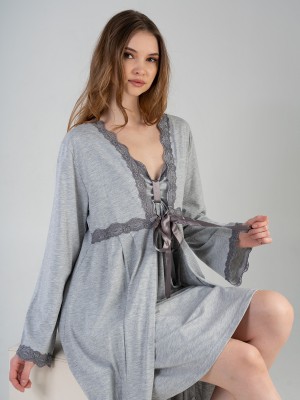 Woman Supreme Lace Detail Dressing Gown Set Woman Supreme Lace Detail Dressing Gown Set