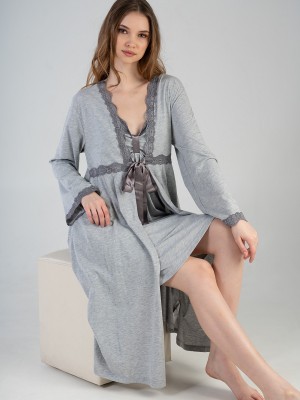 Woman Supreme Lace Detail Dressing Gown Set Woman Supreme Lace Detail Dressing Gown Set