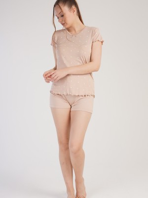 Woman Viscon Beige Short Set Woman Viscon Beige Short Set