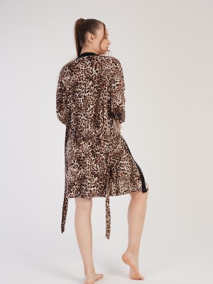 Woman Viscon Leopard Dressing Gown Set Woman Viscon Leopard Dressing Gown Set