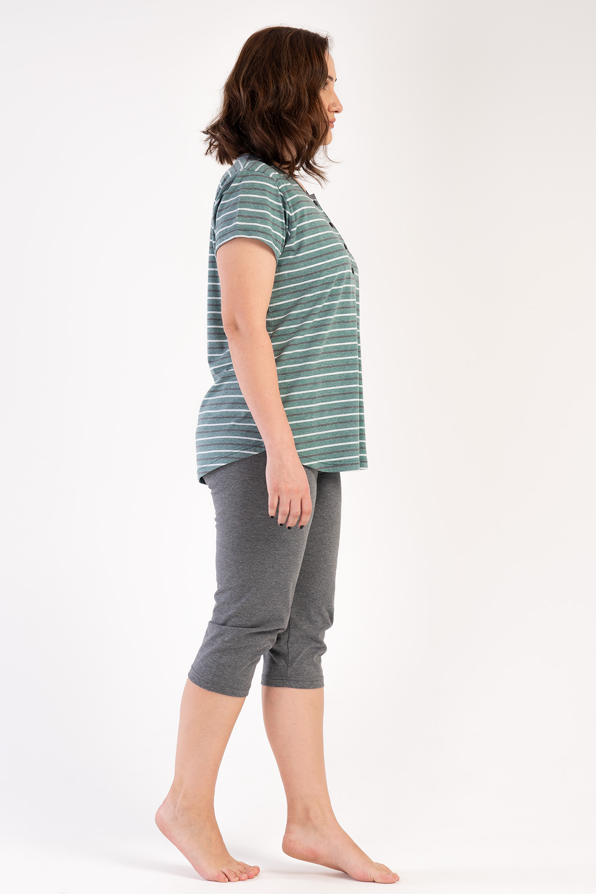 Woman Big Size Greenzone Capri Set Woman Big Size Greenzone Capri Set