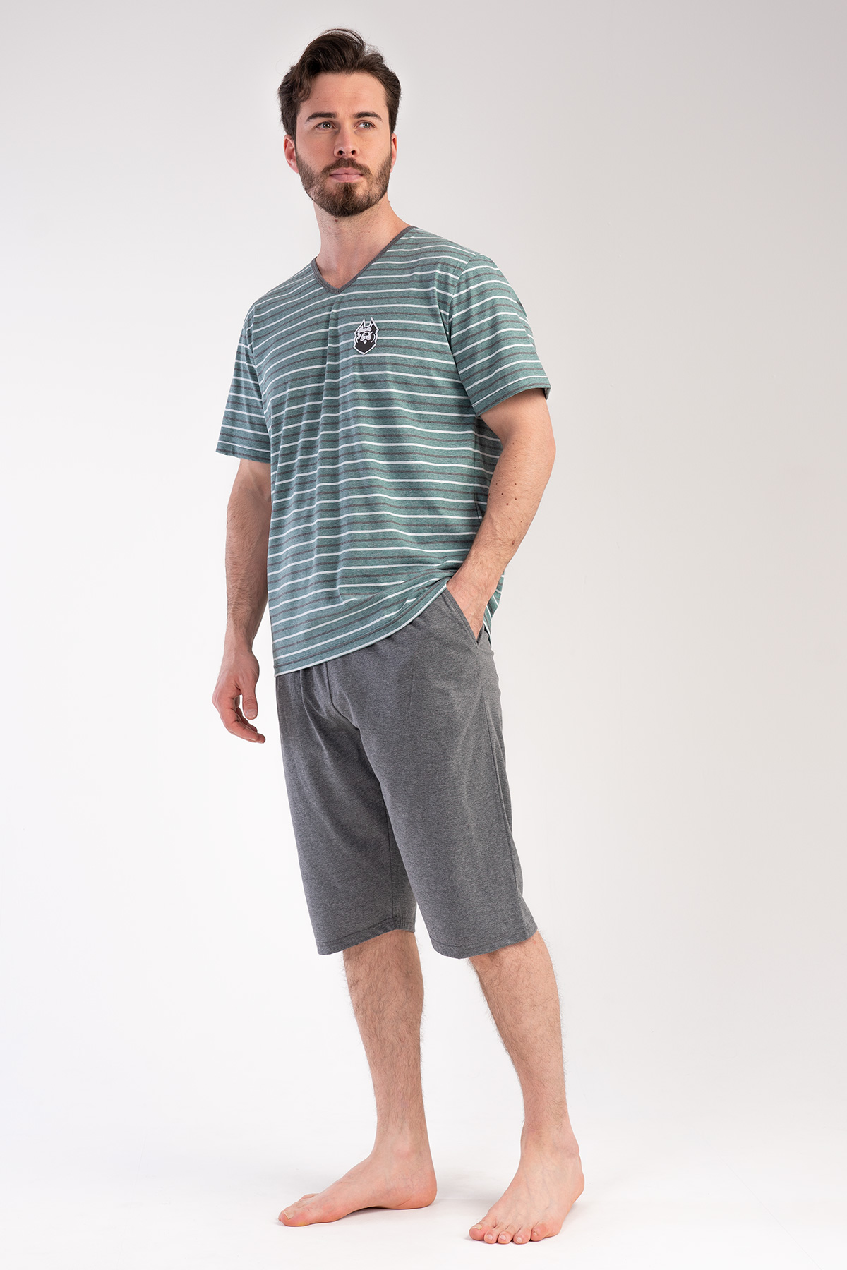 Man XXL Greenzone V Neck Capri Set Man XXL Greenzone V Neck Capri Set
