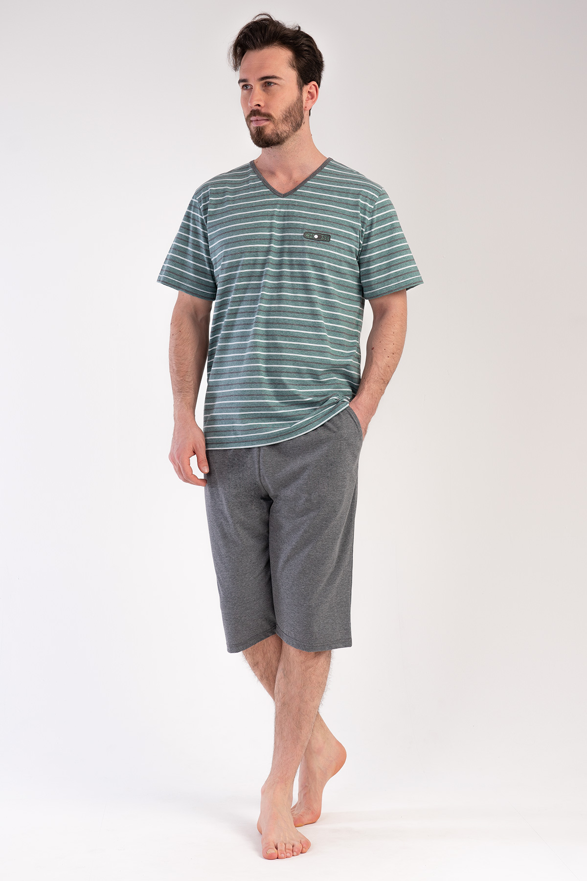 Man Greenzone V Neck Capri Set Man Greenzone V Neck Capri Set