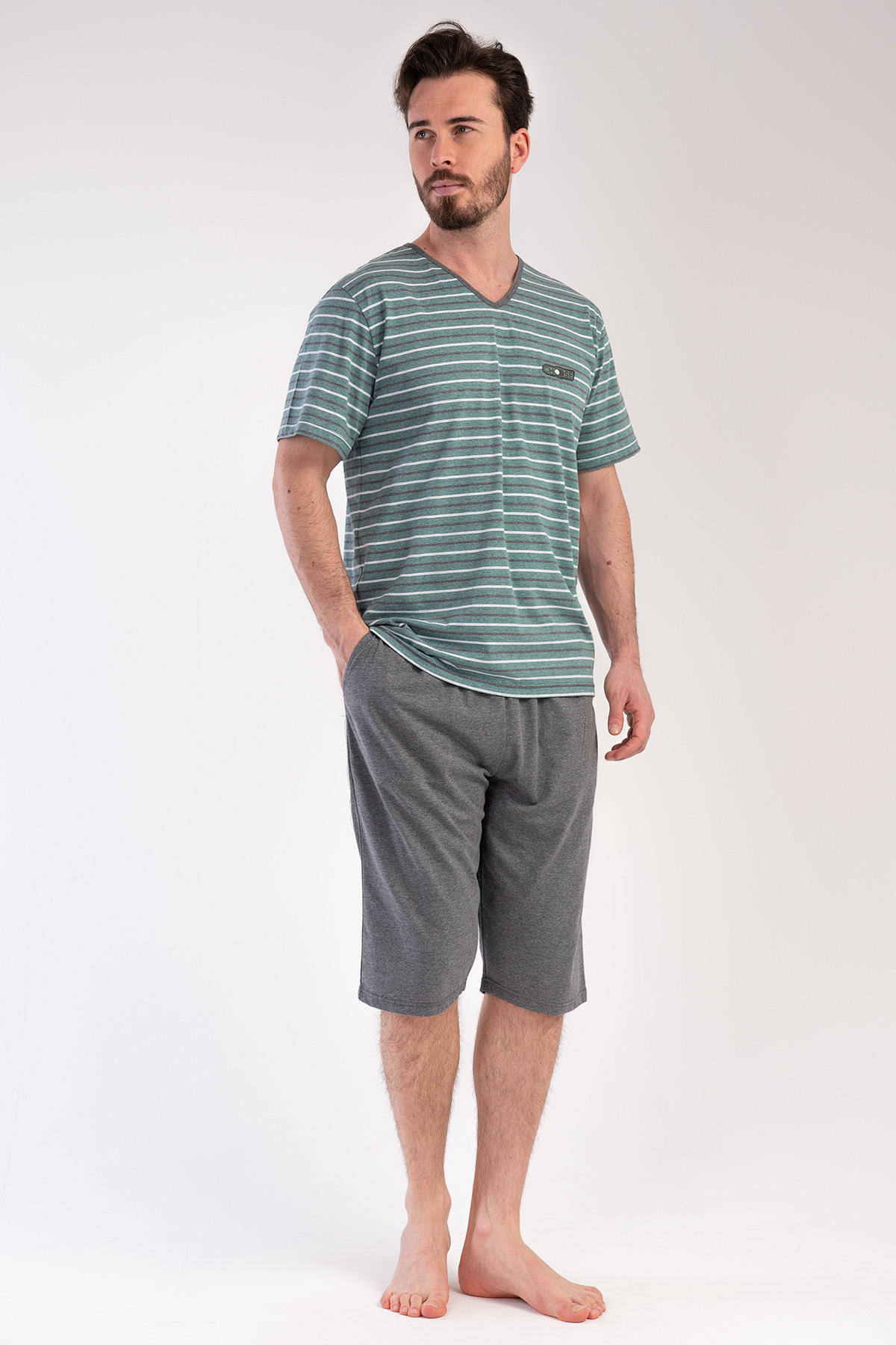Man Greenzone V Neck Capri Set Man Greenzone V Neck Capri Set