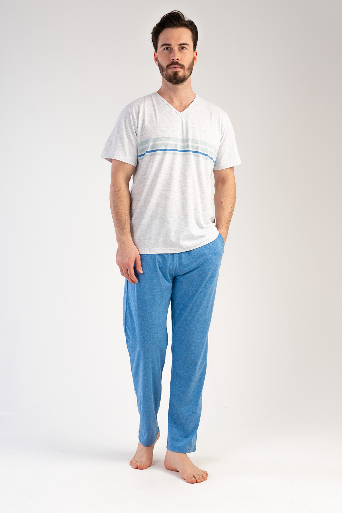 Man Supreme V Neck Pyjama Set Man Supreme V Neck Pyjama Set