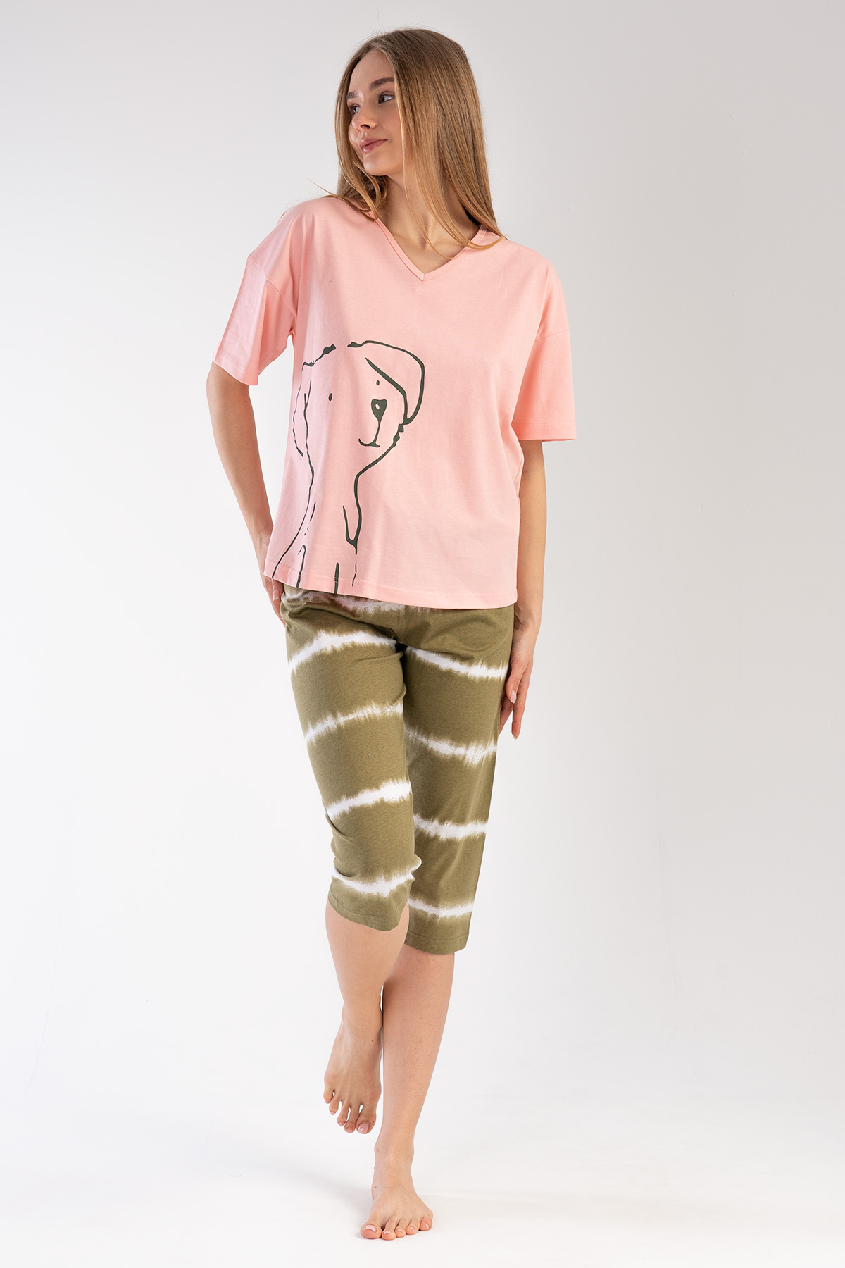 Woman Supreme Peach Capri Set Woman Supreme Peach Capri Set
