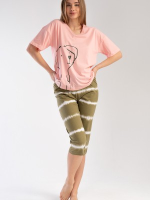 Woman Supreme Peach Capri Set Woman Supreme Peach Capri Set