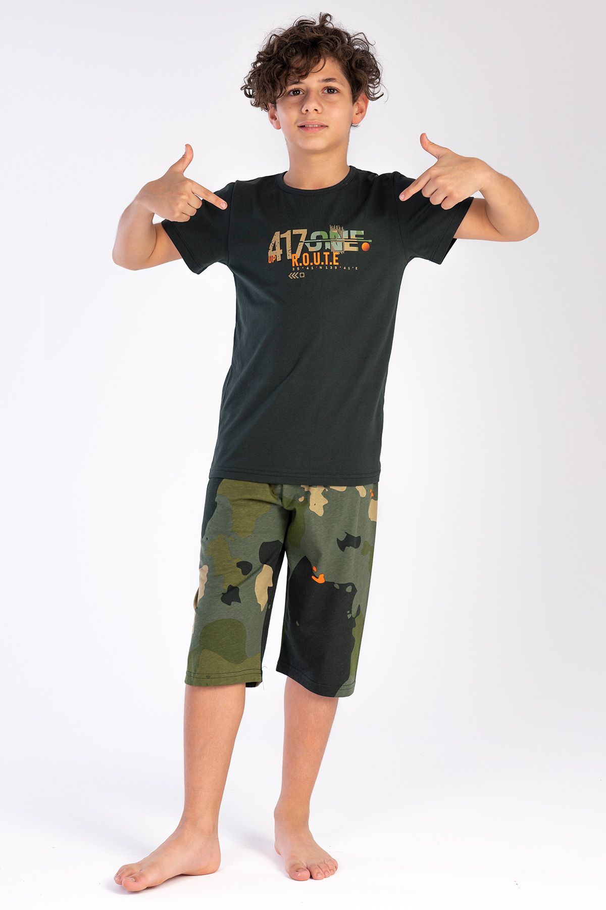 Kids' Boy Camouflage Posy Green Capri Set Kids' Boy Camouflage Posy Green Capri Set
