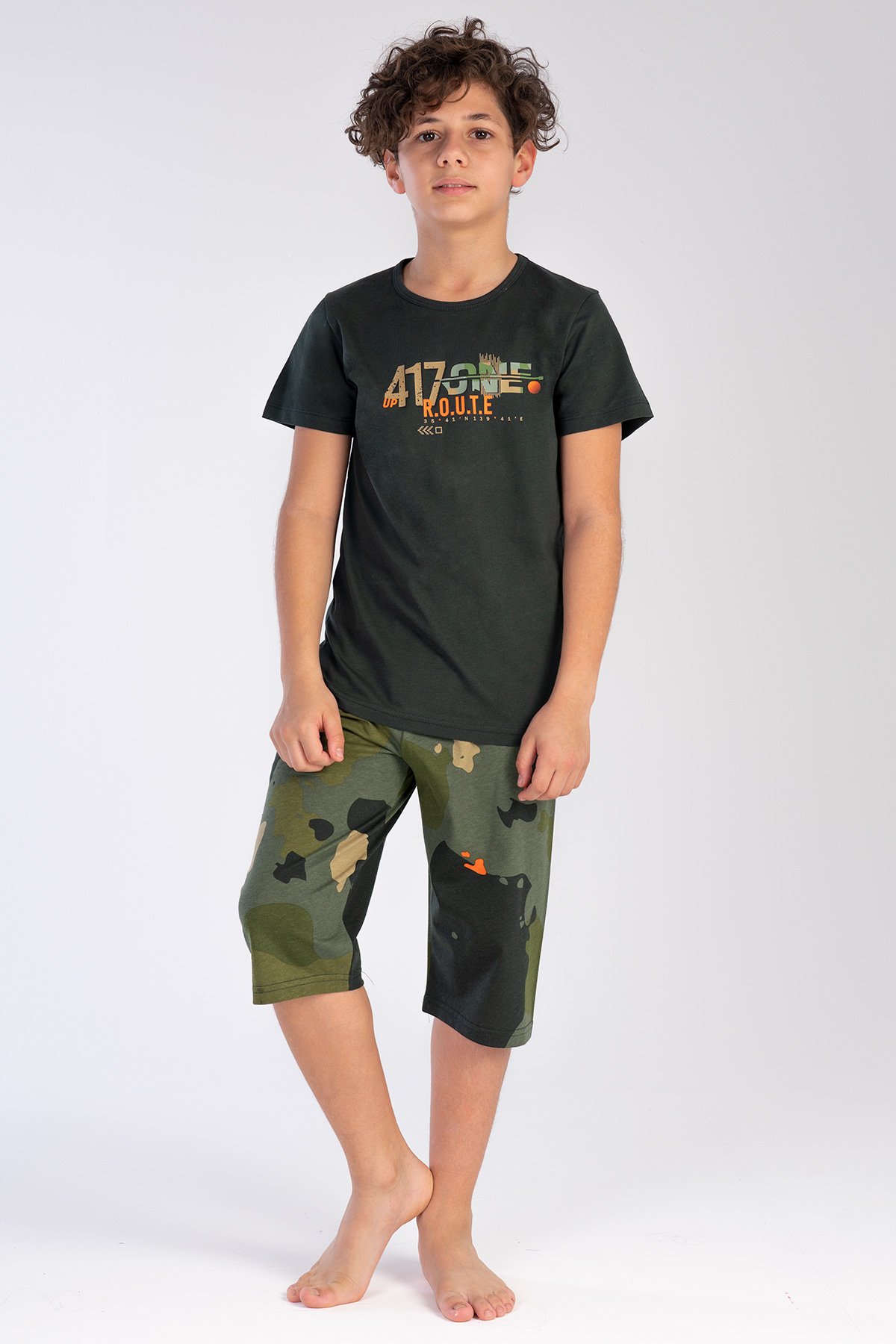 Kids' Boy Camouflage Posy Green Capri Set Kids' Boy Camouflage Posy Green Capri Set