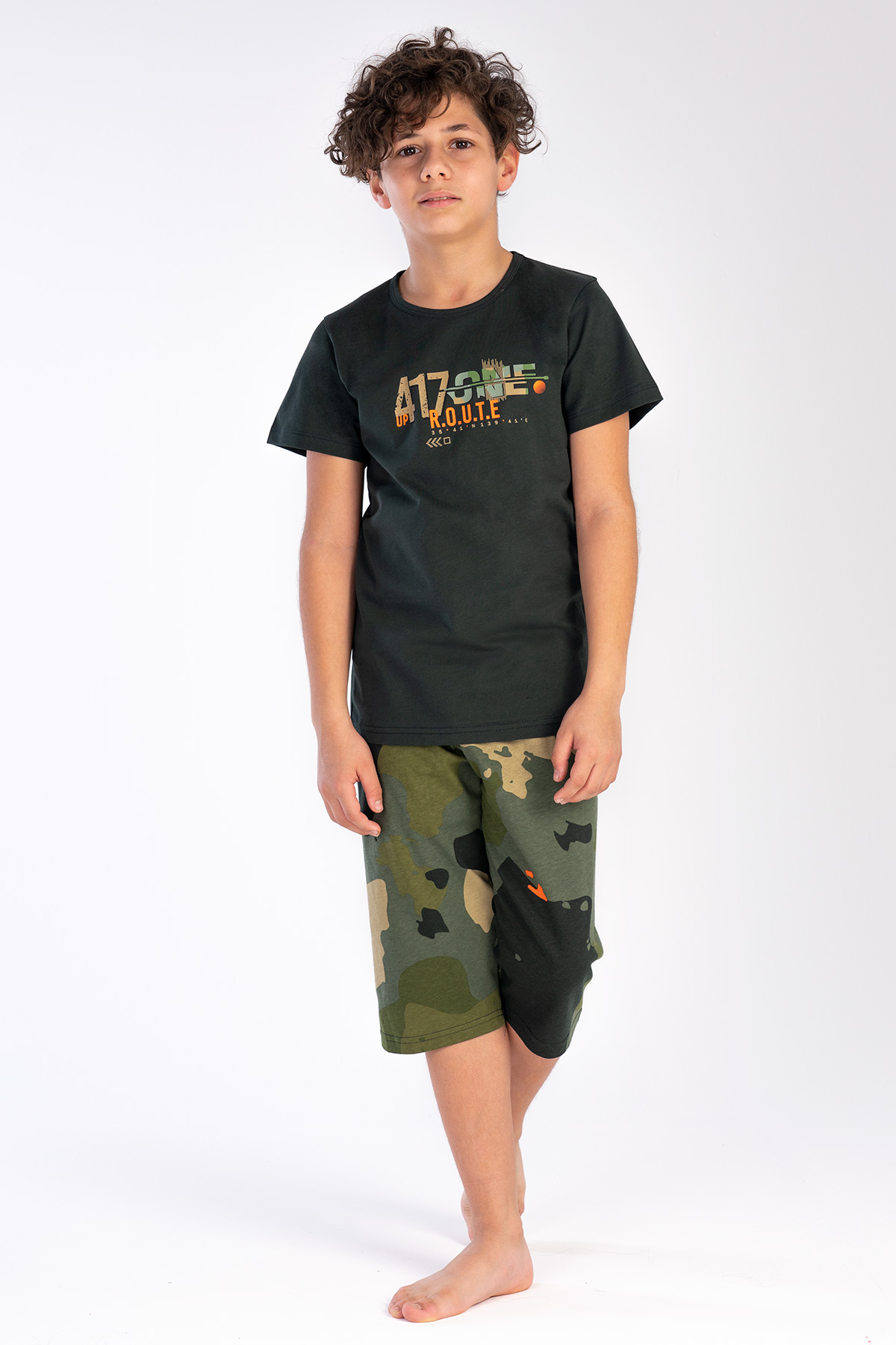 Kids' Boy Camouflage Posy Green Capri Set Kids' Boy Camouflage Posy Green Capri Set