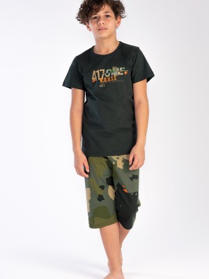 Kids' Boy Camouflage Posy Green Capri Set Kids' Boy Camouflage Posy Green Capri Set