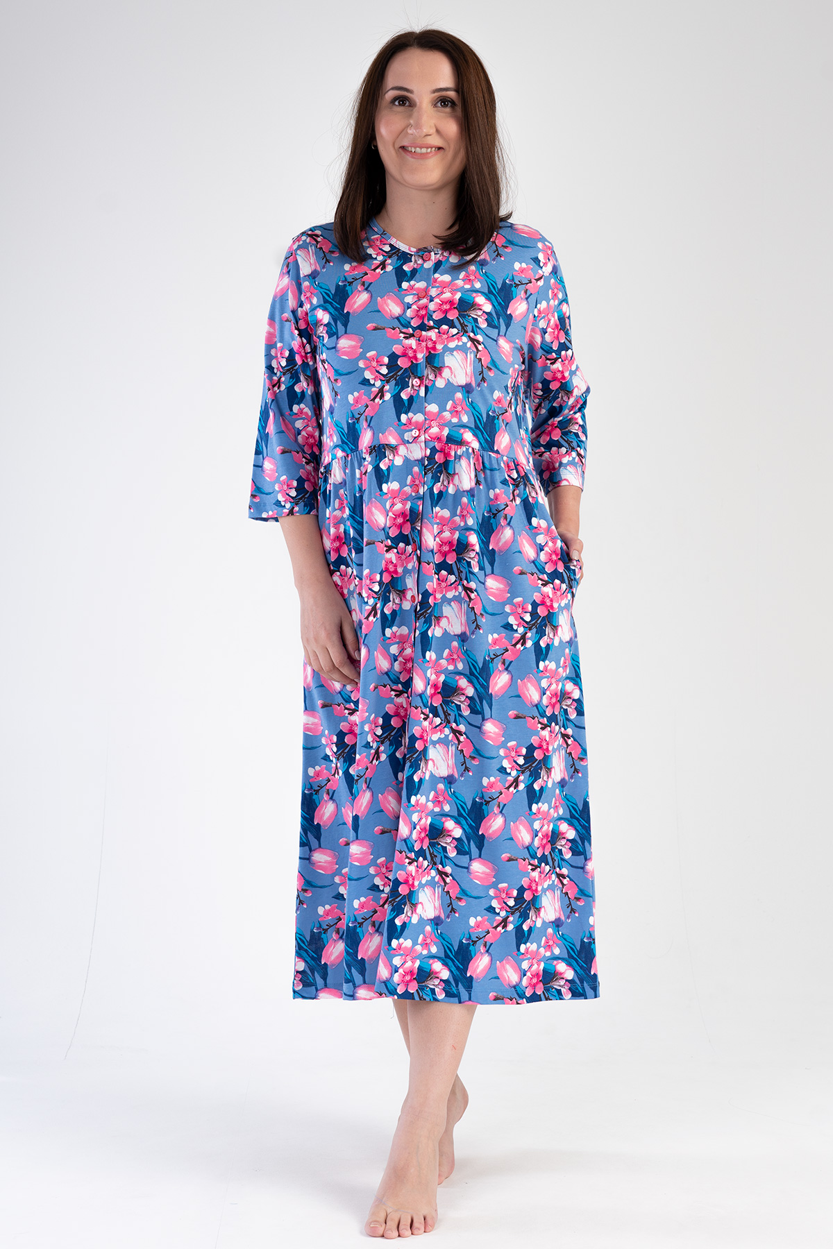Woman Modal Big Size Denim Poor Sleeve Dress Woman Modal Big Size Denim Poor Sleeve Dress