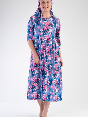 Woman Modal Big Size Denim Poor Sleeve Dress Woman Modal Big Size Denim Poor Sleeve Dress